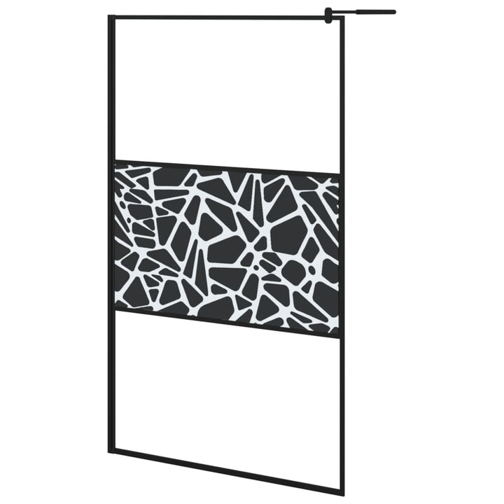 Duschwand mit Ablage für Walk-In-Dusche Schwarz 115x195 cm ESG