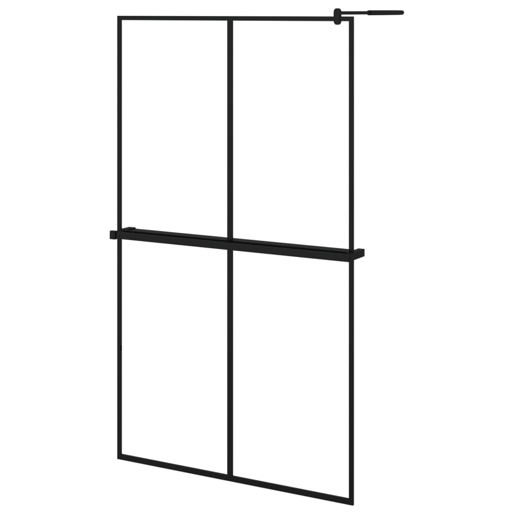 Duschwand mit Ablage für Walk-In-Dusche Schwarz 118x190 cm ESG