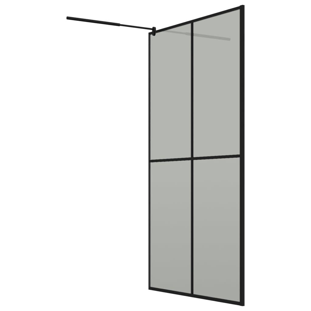 Duschwand mit Ablage für Walk-In-Dusche Schwarz 118x190 cm ESG