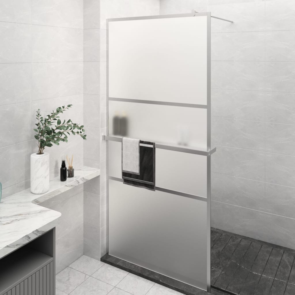 Duschwand mit Ablage für Walk-In-Dusche Chrom 80x195 cm ESG