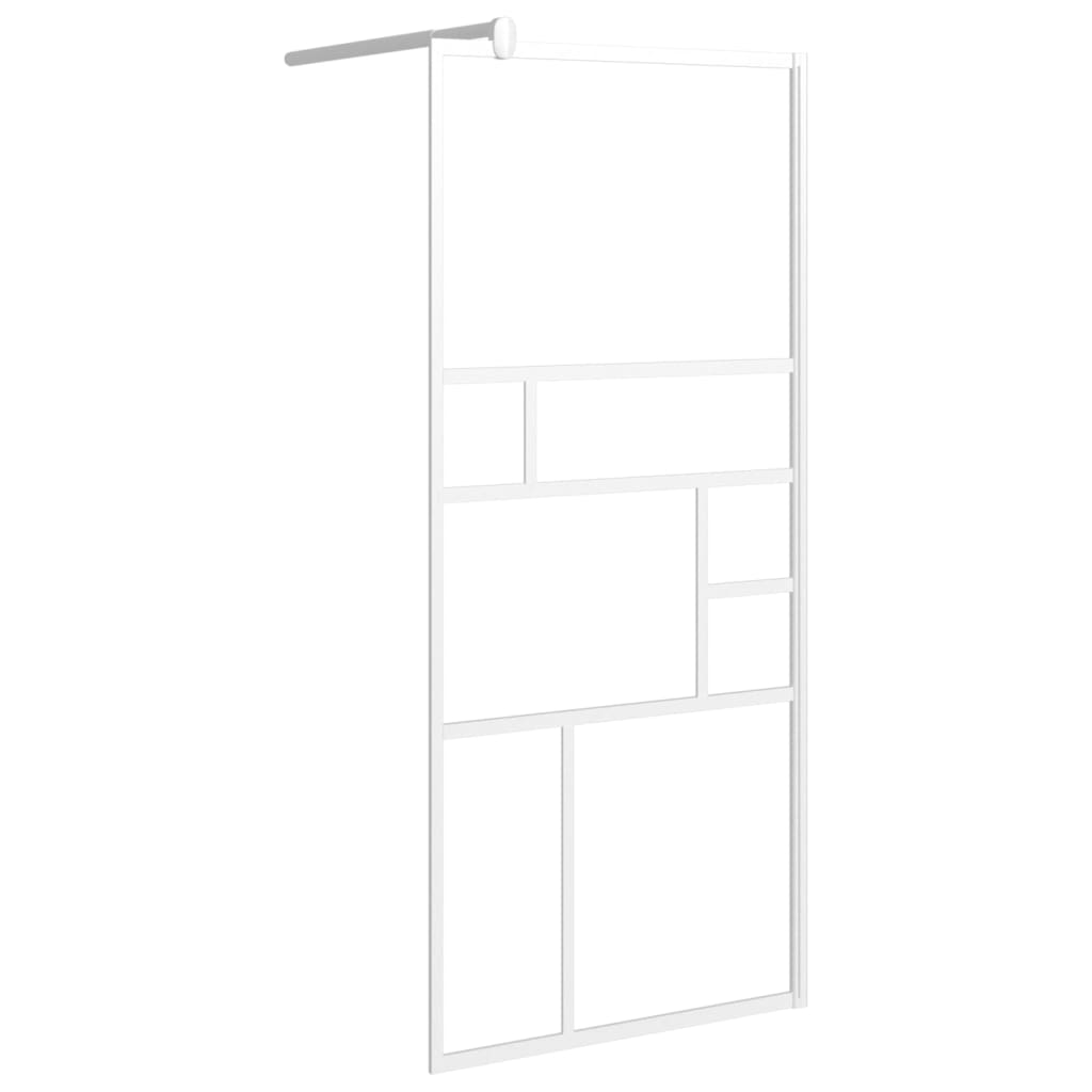 Duschwand mit Ablage für Walk-In-Dusche Weiß 80x195 cm ESG