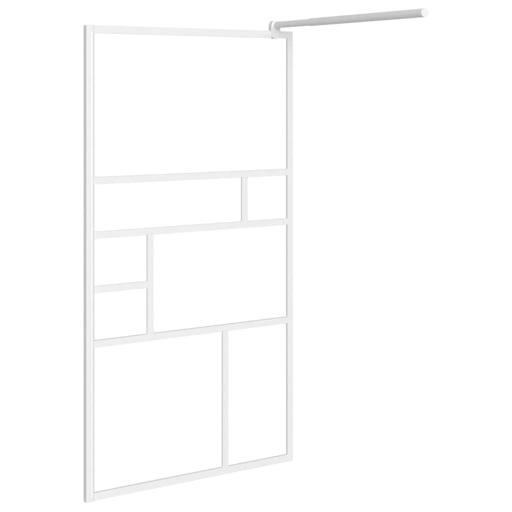 Duschwand mit Ablage für Walk-In-Dusche Weiß 90x195 cm ESG
