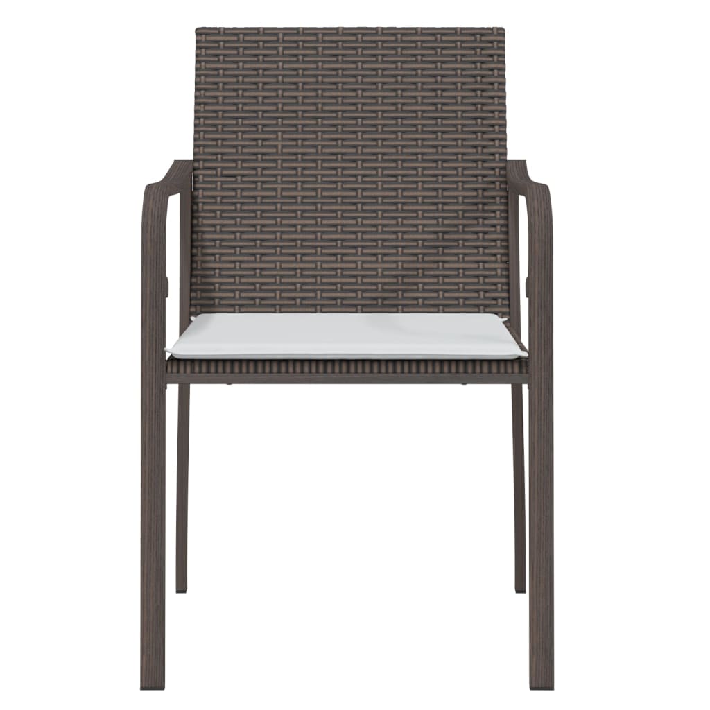 Gartenstühle mit Kissen 4 Stk. Braun 56x59x84 cm Poly Rattan