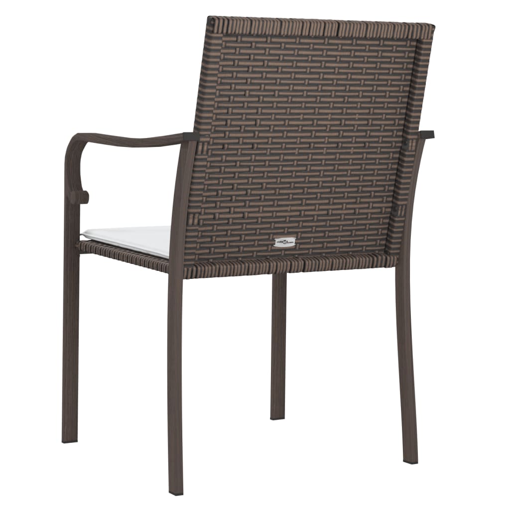 Gartenstühle mit Kissen 4 Stk. Braun 56x59x84 cm Poly Rattan