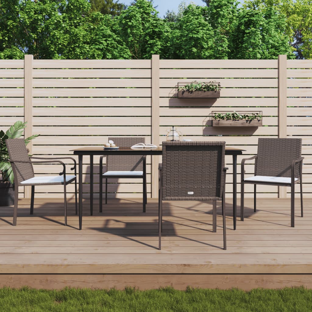 Gartenstühle mit Kissen 4 Stk. Braun 56x59x84 cm Poly Rattan