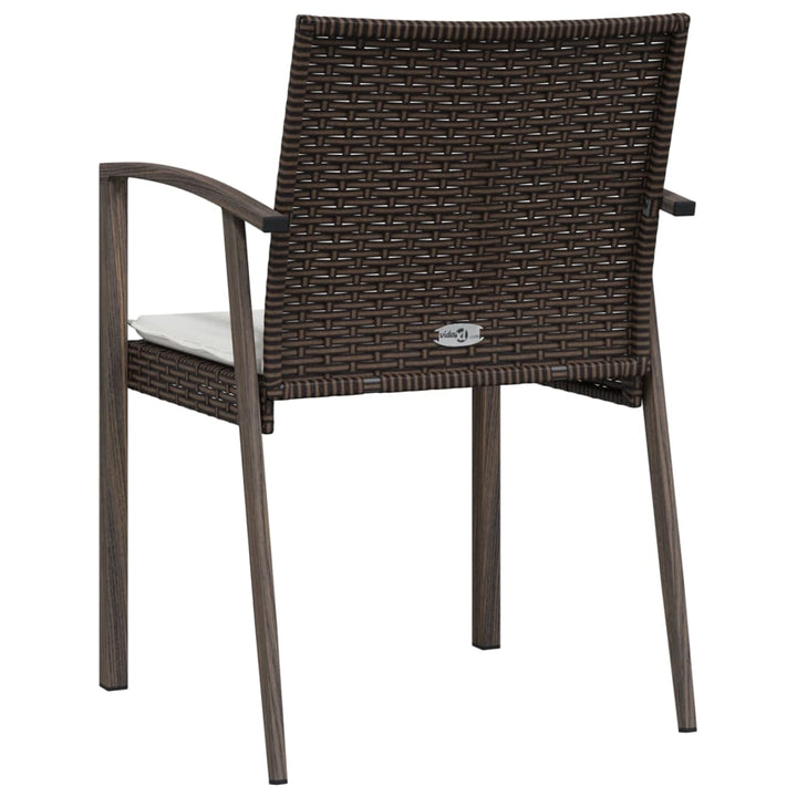 Gartenstühle mit Kissen 4 Stk. Braun 56,5x57x83 cm Poly Rattan