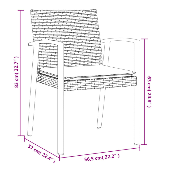 Gartenstühle mit Kissen 4 Stk. Braun 56,5x57x83 cm Poly Rattan