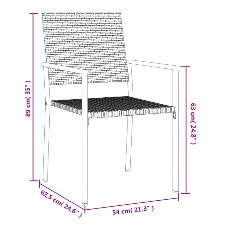 Gartenstühle 6 Stk. Schwarz 54x62,5x89 cm Poly Rattan