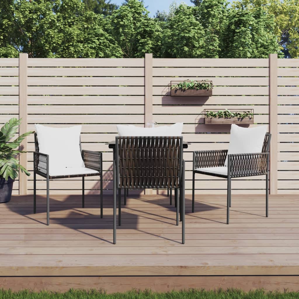 Gartenstühle mit Kissen 4 Stk. Braun 54x61x83 cm Poly Rattan