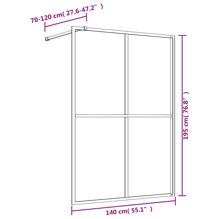 Mampara de ducha para cabina de ducha ESG vidrio transparente Dorado 140x195cm