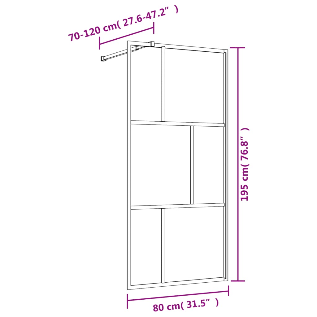 Mampara de ducha para cabina de ducha con cristal transparente ESG Dorado 80x195cm