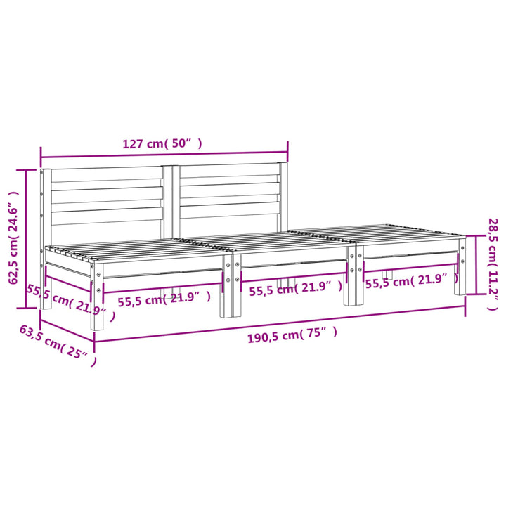 Gartensofa 3-Sitzer Wachsbraun Massivholz Kiefer