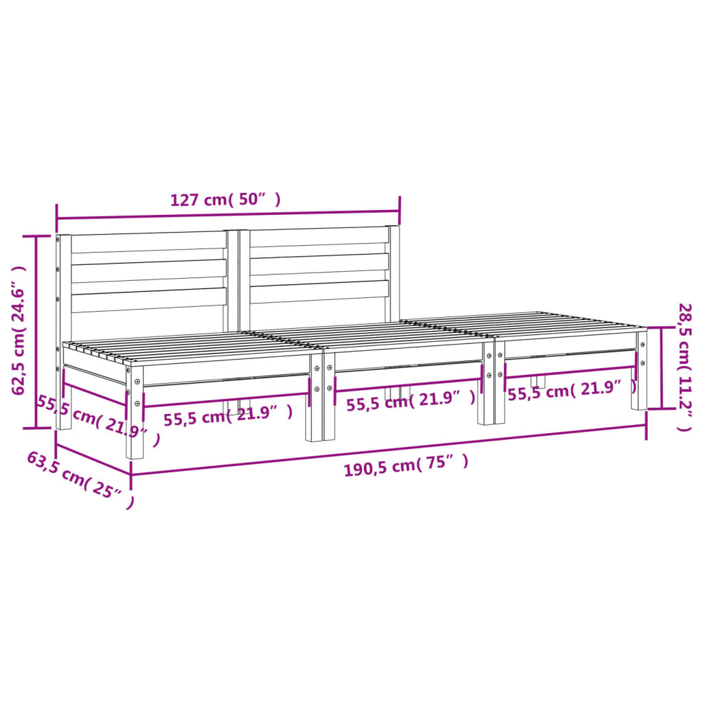 Gartensofa 3-Sitzer Kiefernholz Imprägniert