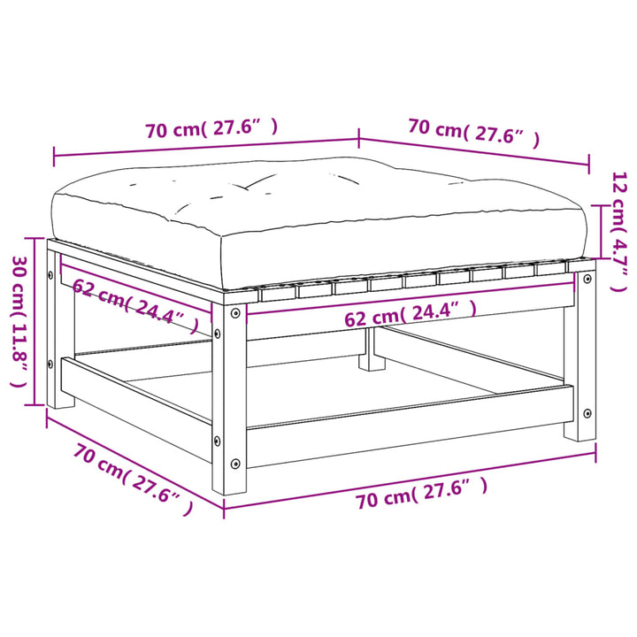 Gartenhocker mit Kissen Wachsbraun Massivholz Kiefer