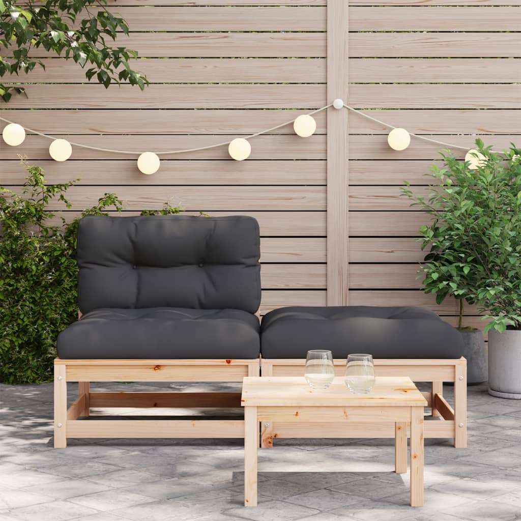 Gartensofa ohne Armlehnen mit Kissen und Hocker