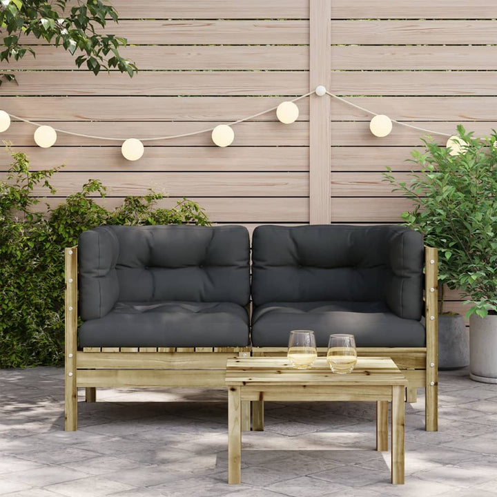 Garten-Ecksofa mit Kissen 2 Stk. Kiefernholz Imprägniert