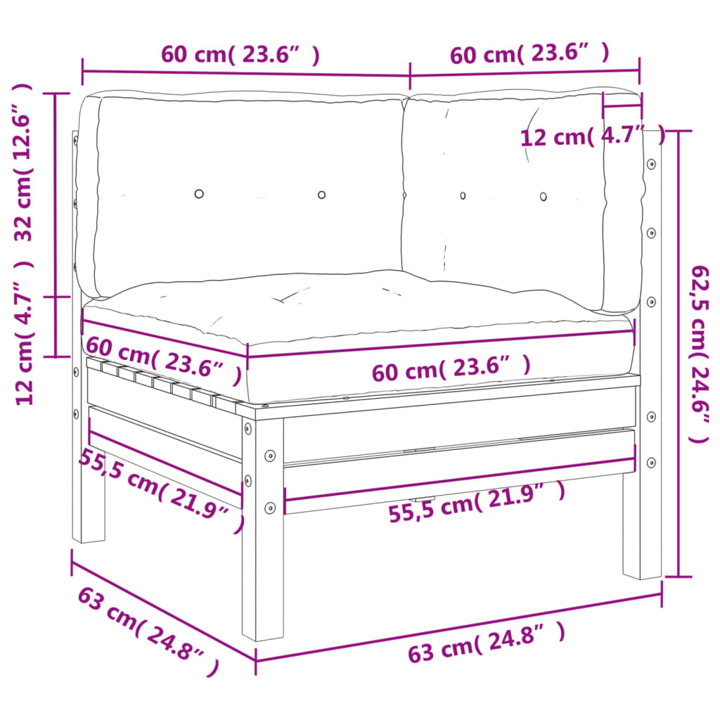 Garten-Ecksofa mit Kissen 2 Stk. Kiefernholz Imprägniert