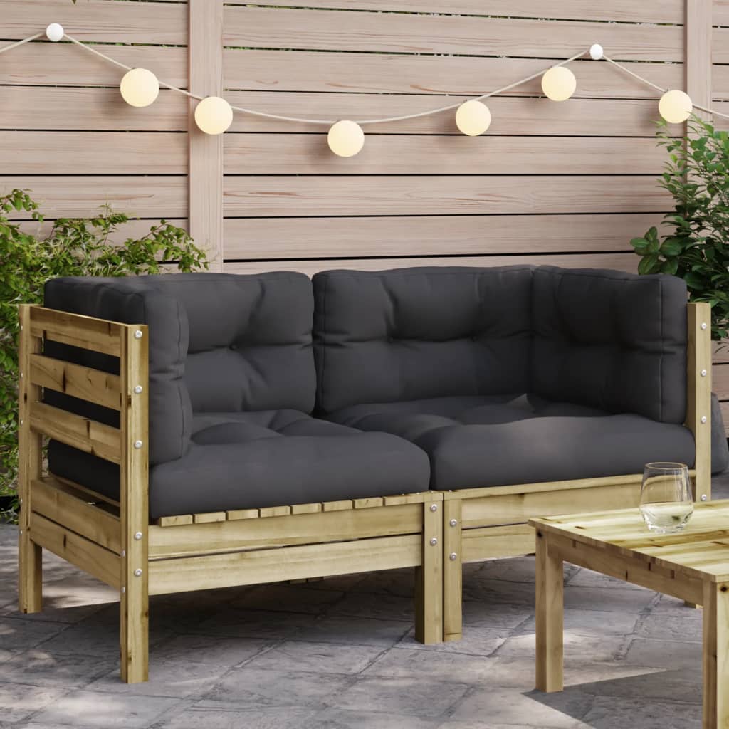 Garten-Ecksofa mit Kissen 2 Stk. Kiefernholz Imprägniert