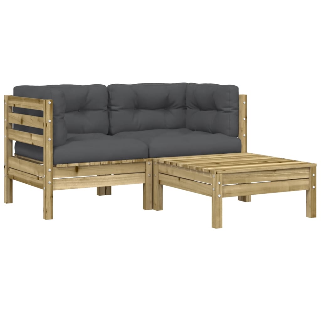 Gartensofa mit Kissen und Hocker 2-Sitzer