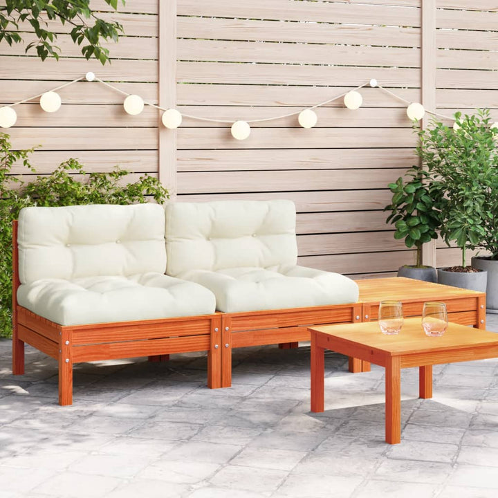 Gartensofa mit Kissen und Hocker 2-Sitzer