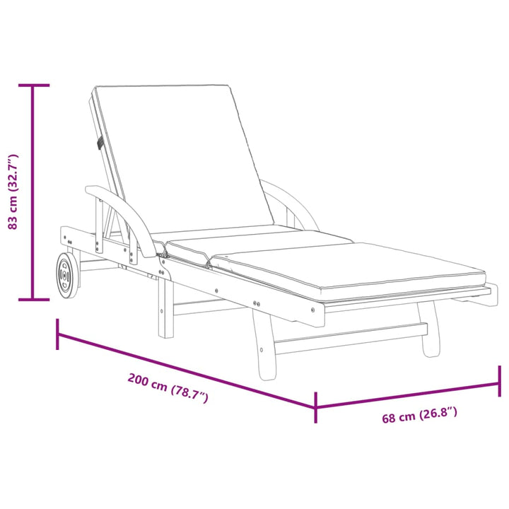 Sonnenliegen 2 Stk. mit Auflagen 200x68x83 cm Massivholz Akazie