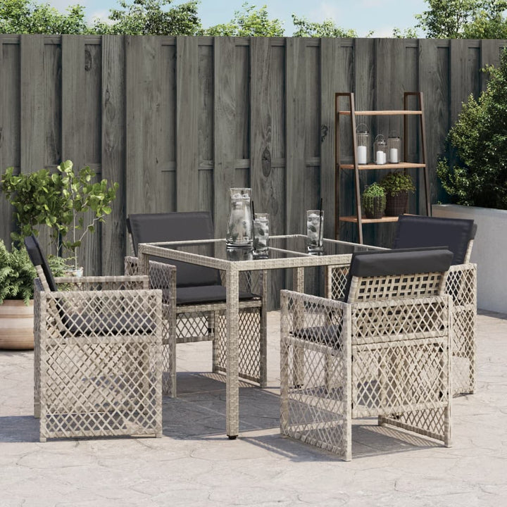 Gartenstühle mit Kissen 4 Stk. Hellgrau Poly Rattan