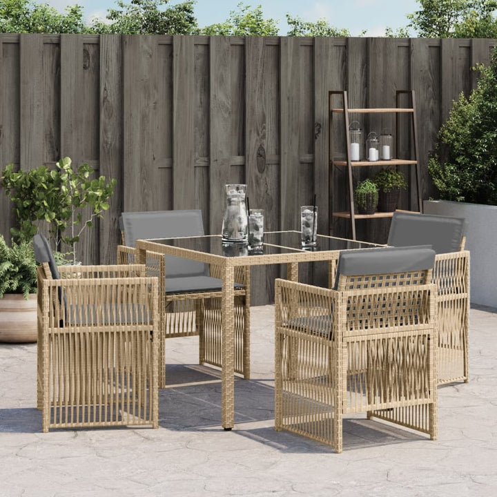 Gartenstühle mit Kissen 4 Stk. Beigemischung Poly Rattan