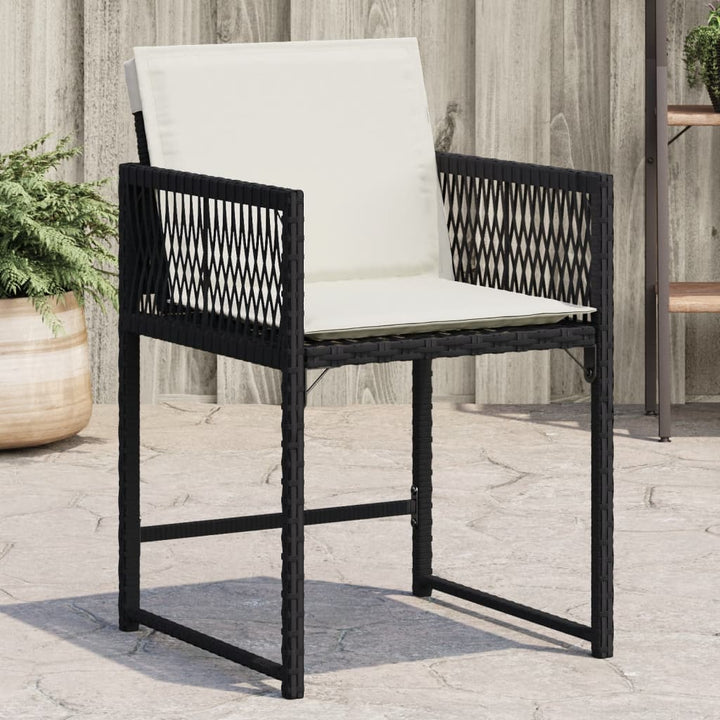 Gartenstühle mit Kissen 4 Stk. Schwarz Poly Rattan