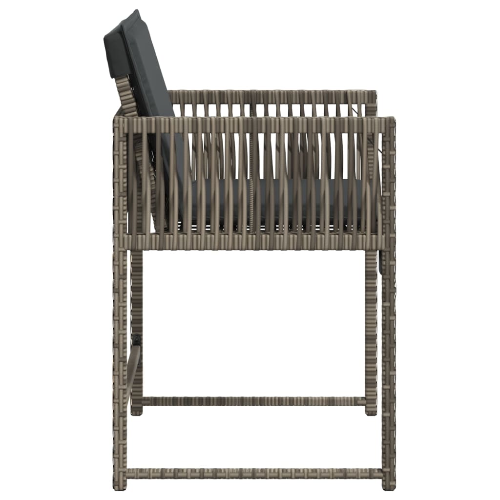 Gartenstühle mit Kissen 4 Stk. Grau Poly Rattan