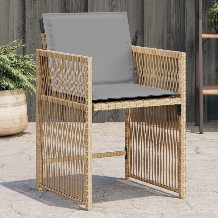 Gartenstühle mit Kissen 4 Stk. Beigemischung Poly Rattan