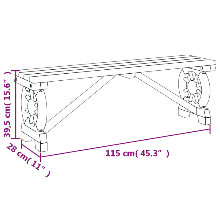 Gartenbank 115 cm Massivholz Tanne