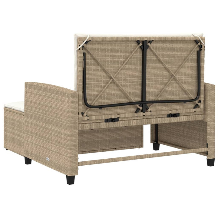 Gartensofa mit Kissen 2-Sitzer Beige Poly Rattan