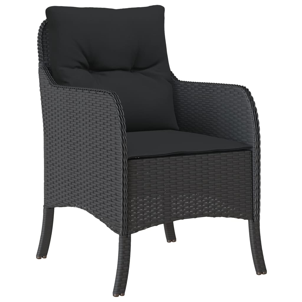 Gartenstühle mit Kissen 2 Stk. Schwarz Poly Rattan