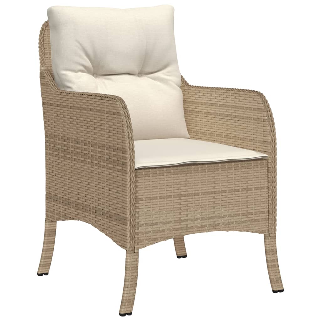 Gartenstühle mit Kissen 2 Stk. Beige Poly Rattan