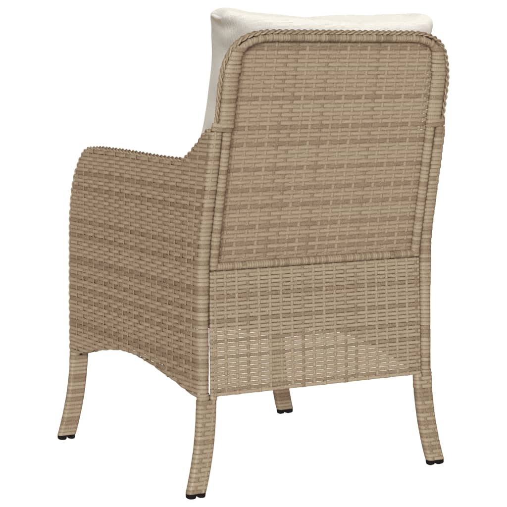 Gartenstühle mit Kissen 2 Stk. Beige Poly Rattan