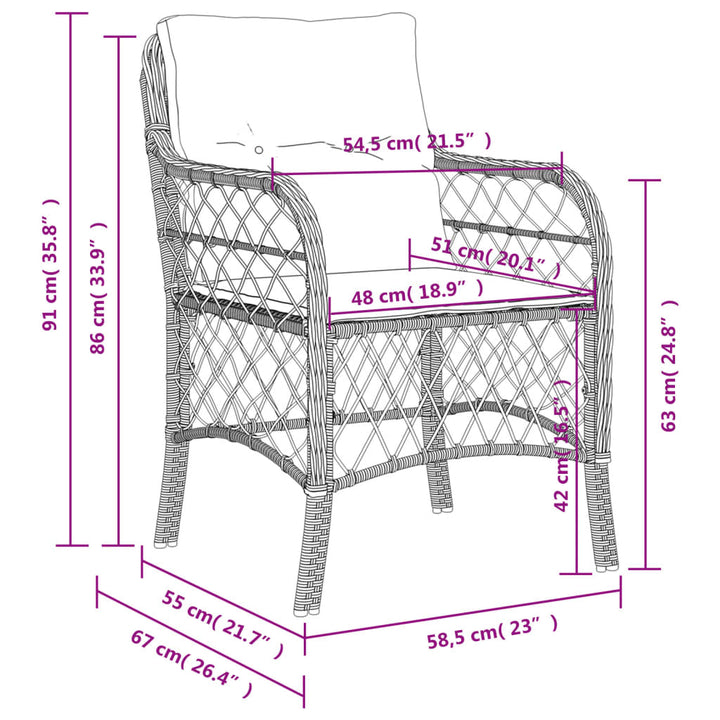 Gartenstühle mit Kissen 2 Stk. Hellgrau Poly Rattan