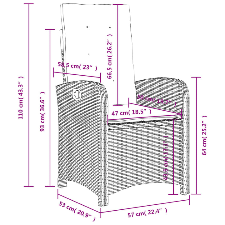 Gartensessel Kissen 2Stk. Verstellbar Beigemischung Poly Rattan