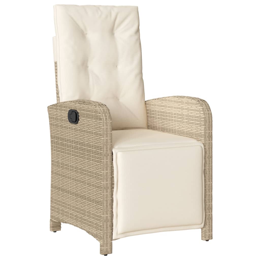 Gartensessel mit Fußteil 2 Stk. Verstellbar Beige Poly Rattan