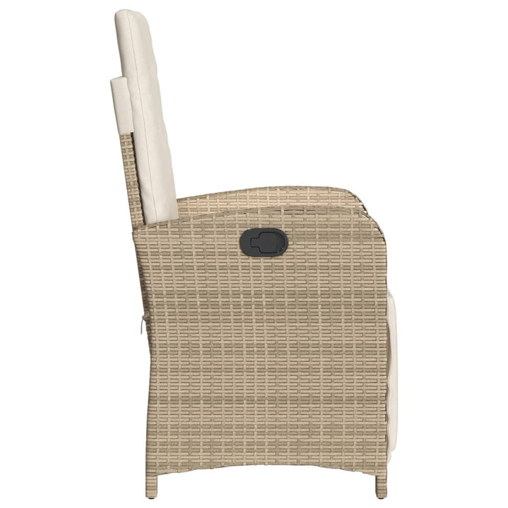 Gartensessel mit Fußteil 2 Stk. Verstellbar Beige Poly Rattan