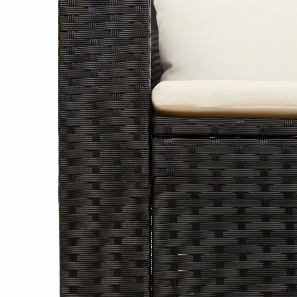 5tlg. Garten-Sofagarnitur mit Kissen Schwarz Poly Rattan Akazie