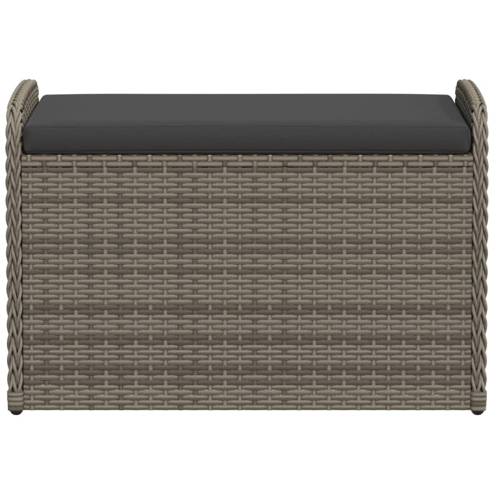 Sitzbank mit Stauraum & Kissen Grau 80x51x52 cm Poly Rattan