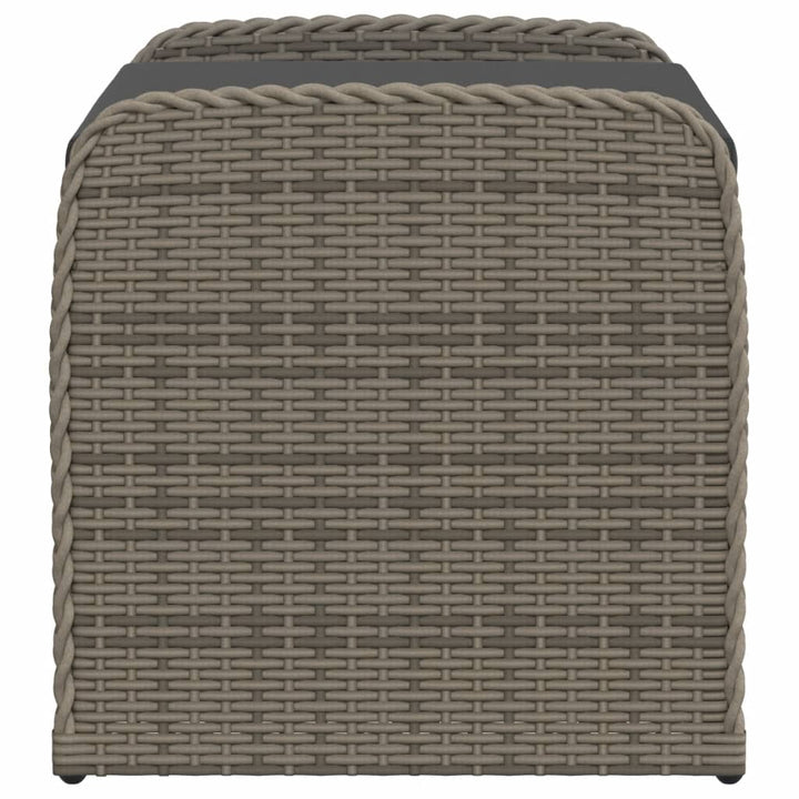 Sitzbank mit Stauraum & Kissen Grau 80x51x52 cm Poly Rattan