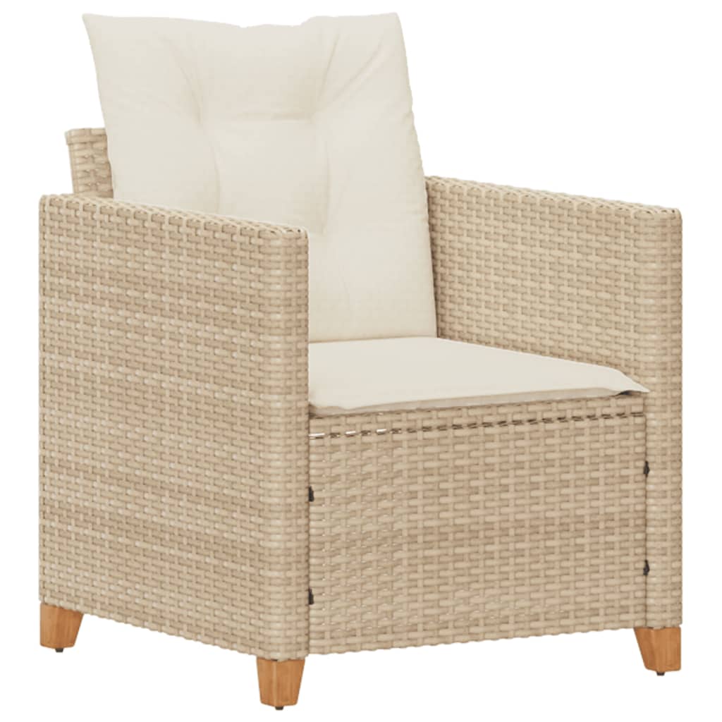 Gartensessel mit Kissen Beige Poly Rattan