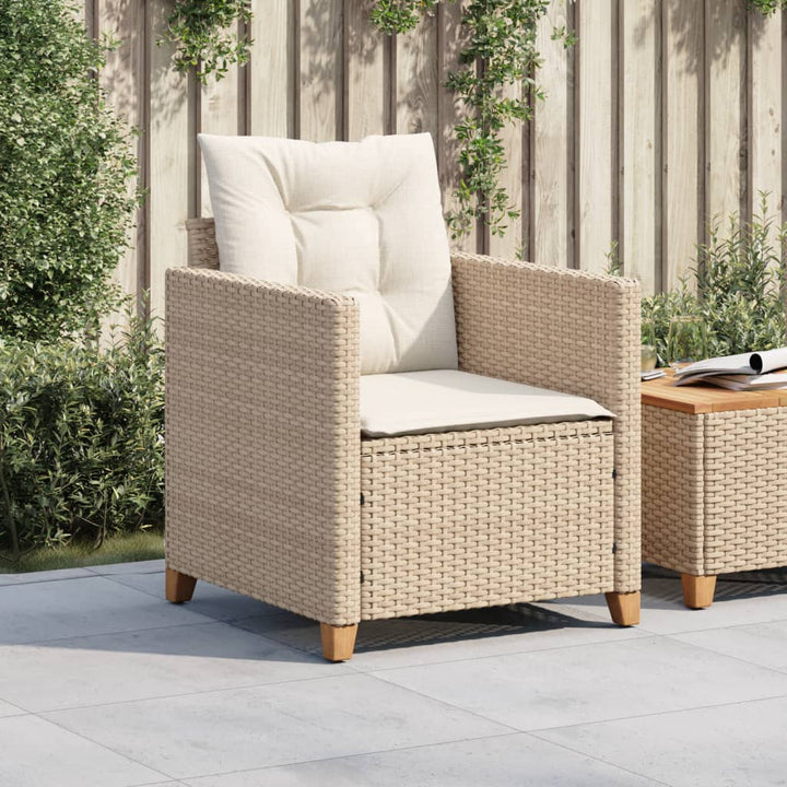 Gartensessel mit Kissen Beige Poly Rattan