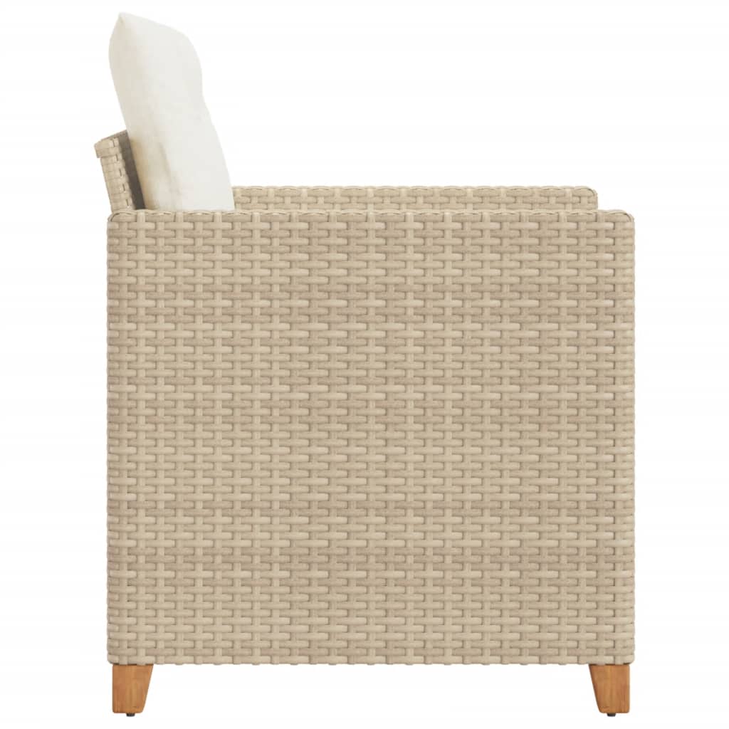 Gartensessel mit Kissen Beige Poly Rattan