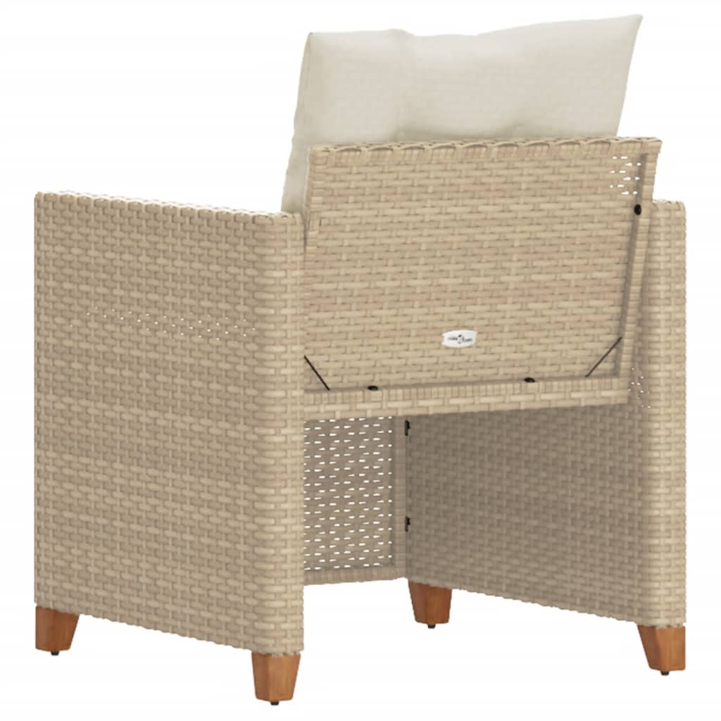 Gartensessel mit Kissen Beige Poly Rattan