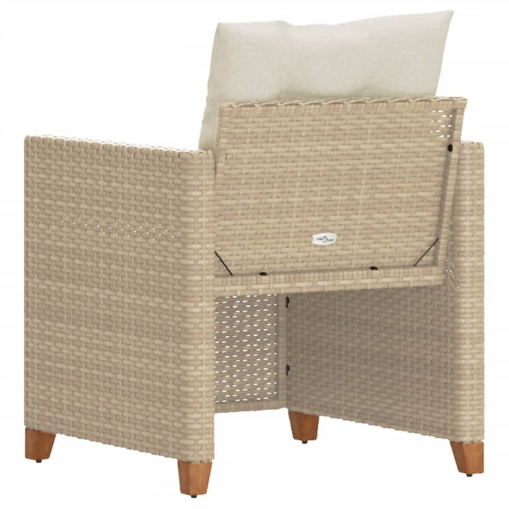 Gartensessel mit Kissen Beige Poly Rattan