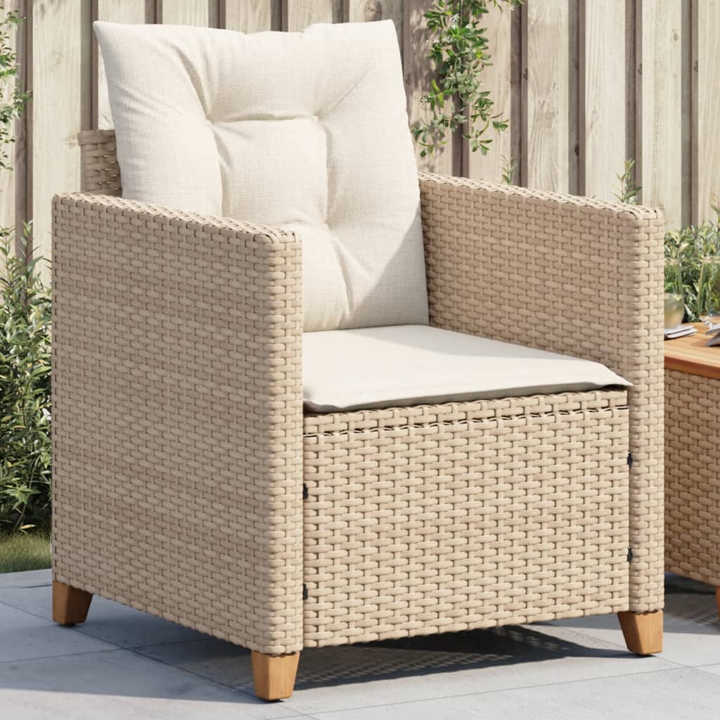 Gartensessel mit Kissen Beige Poly Rattan