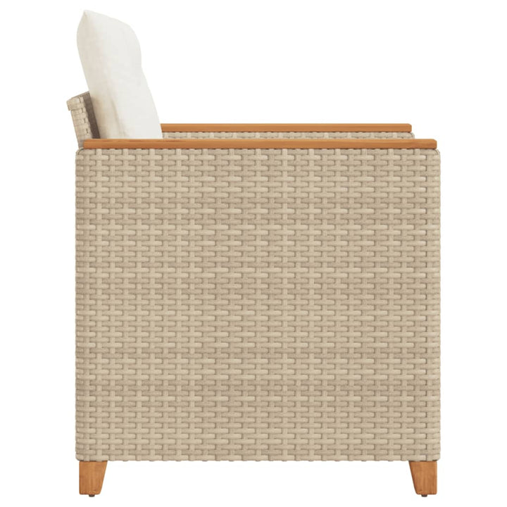 Gartensessel mit Kissen Beige Poly Rattan