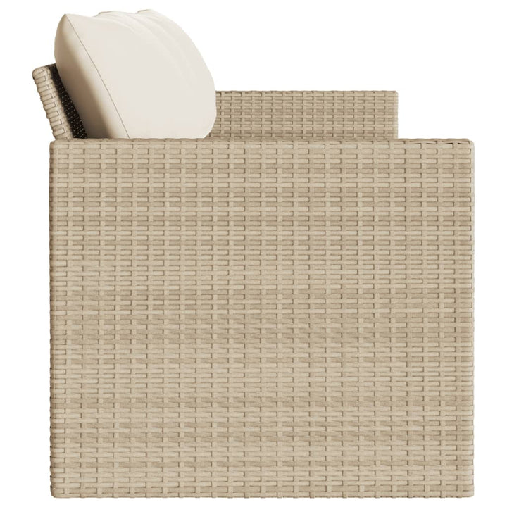 Gartensofa mit Kissen 3-Sitzer Beige Poly Rattan